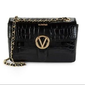 Valentino Crocodile Leather Crossbody Bag in Black